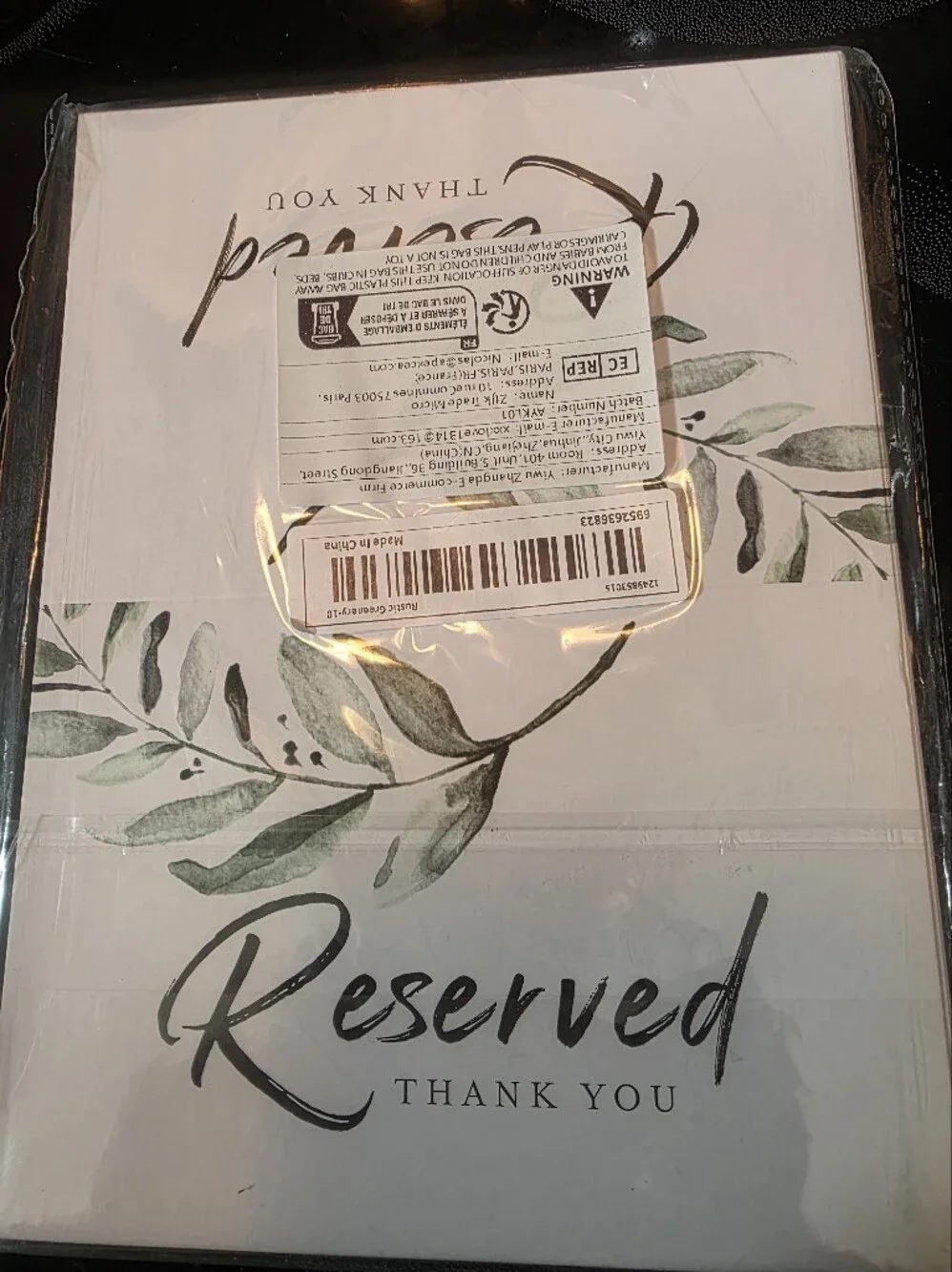 NEW RESERVE TABLE SIGNS 10/PACK RECEPTIONS/WEDDINGS/SPECIAL OCCASSIONS 8 x 6